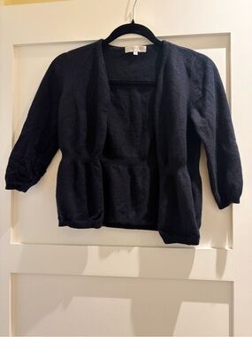 Adorable 100% Cashmere Girls' Navy Open-Front Cardigan Sweater Size L